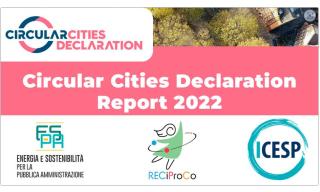 Copertina Circular Cities Declaration Report con logo ICESP ESPA e RECIPROCO